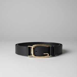 Gucci Vintage black belt with large G gold tone belt buckle  EUC